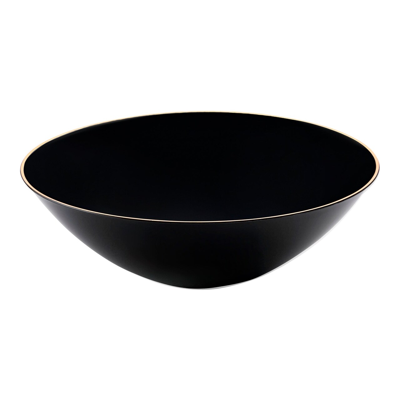 Black with Gold Rim Organic Round Disposable Plastic Soup Bowls - 16 oz. (120 Bowls)